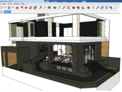[cad, sketcchup] mẫu bản vẽ cửa hàng cafe 7x13.5m ( 1 hầm, 1 trệt, 2 lầu, sân thượng, mái)